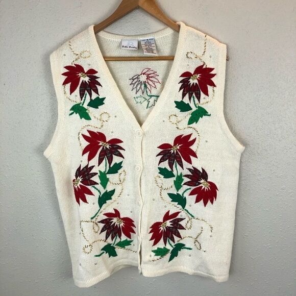 Bobbie Brooks Sleeveless Christmas Cardigan Size M - Picture 1 of 8